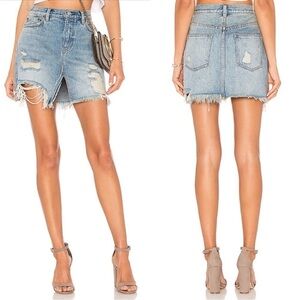 We the Free Relaxed and Destroyed Denim Mini Skirt